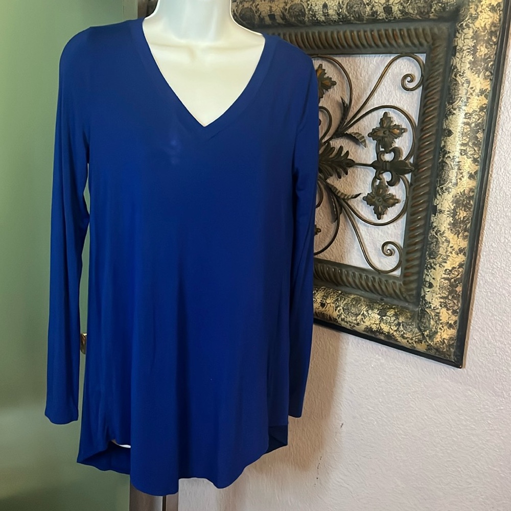 Zenna Top- blue long sleeve tunic oversized Sz S💙